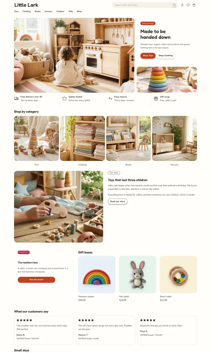Kids theme, home page, light mode
